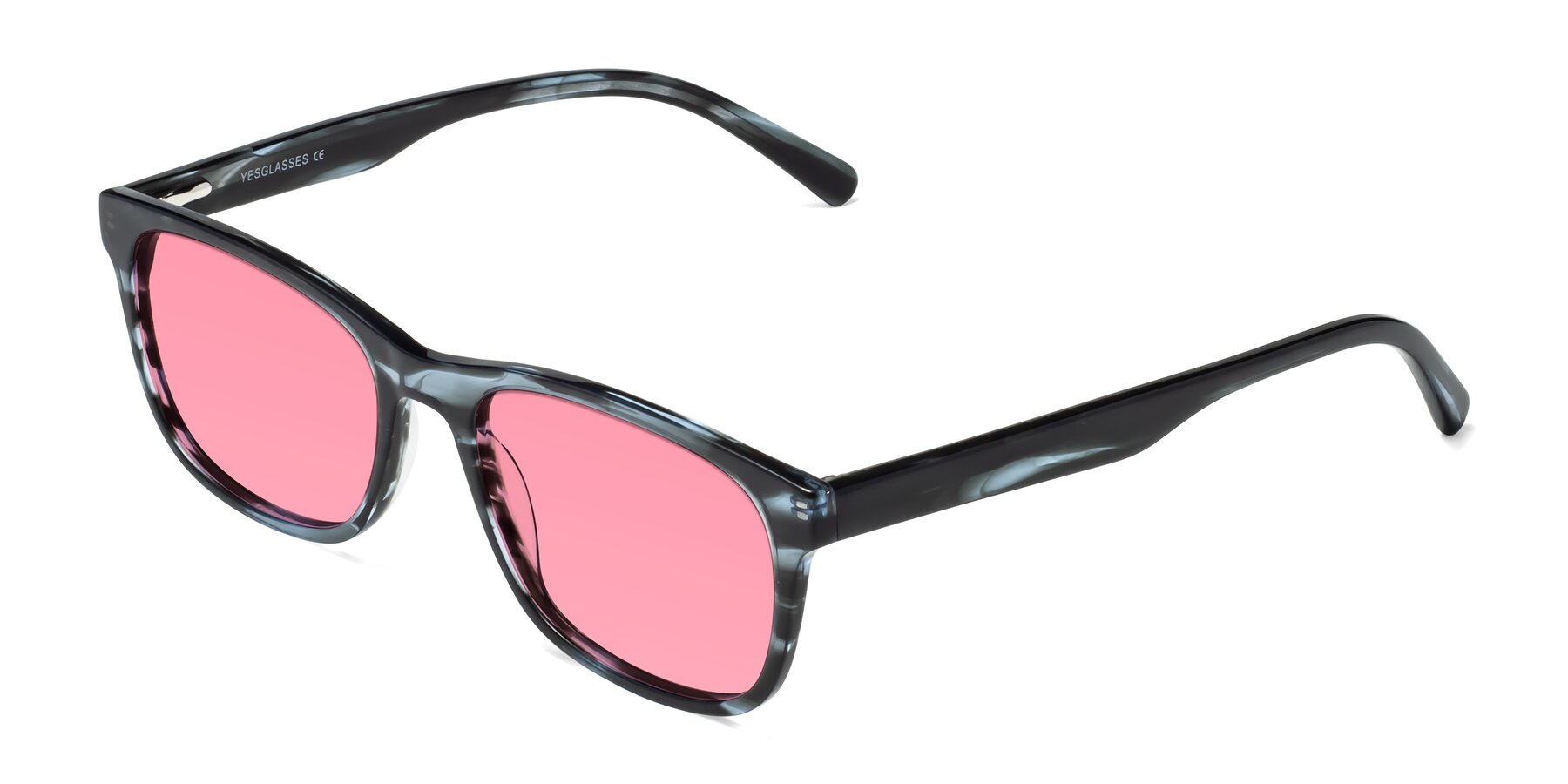 Angle of Navarro in Blue-Tortoise with Pink Tinted Lenses