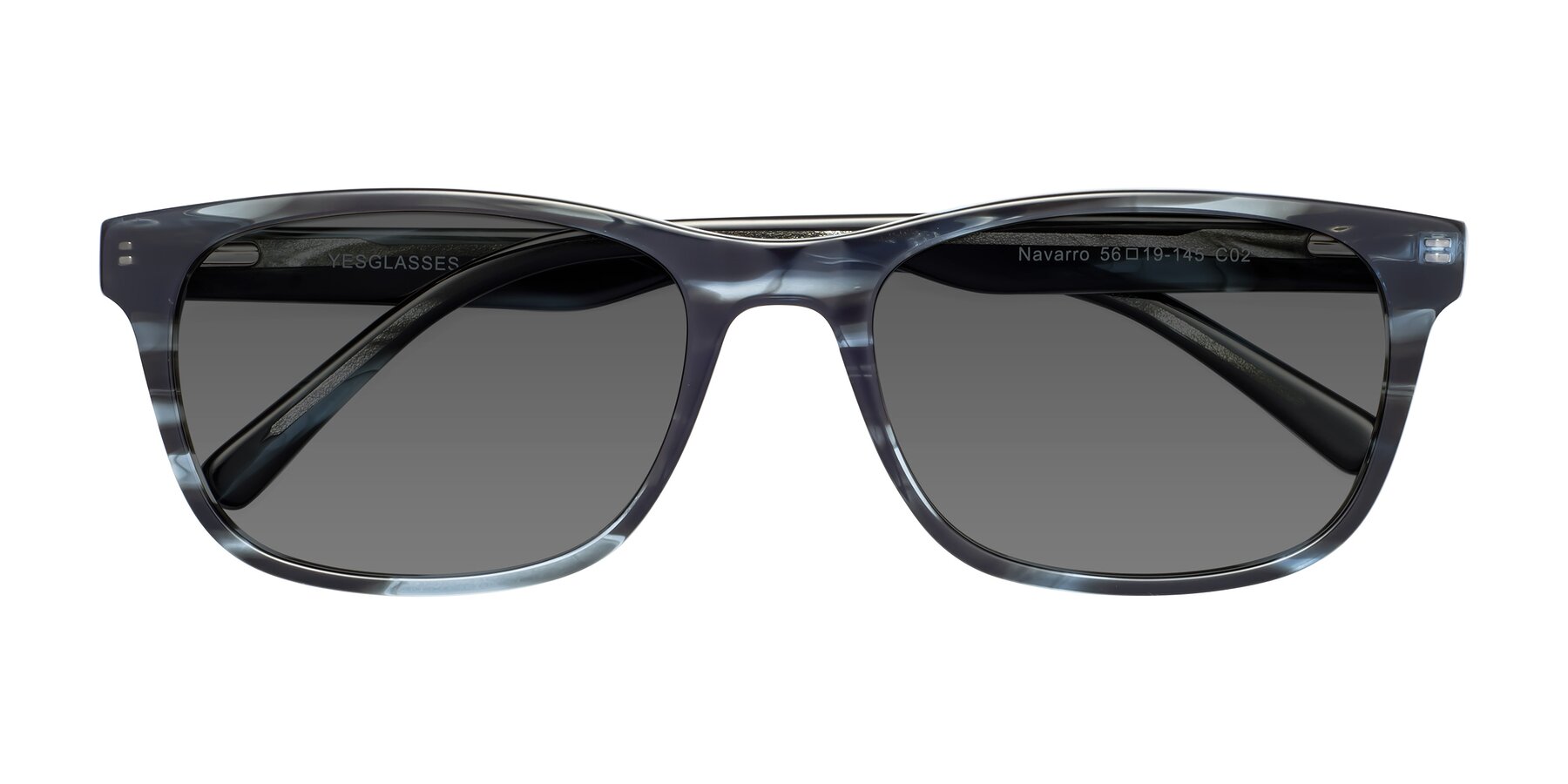 Folded Front of Navarro in Blue-Tortoise with Medium Gray Tinted Lenses