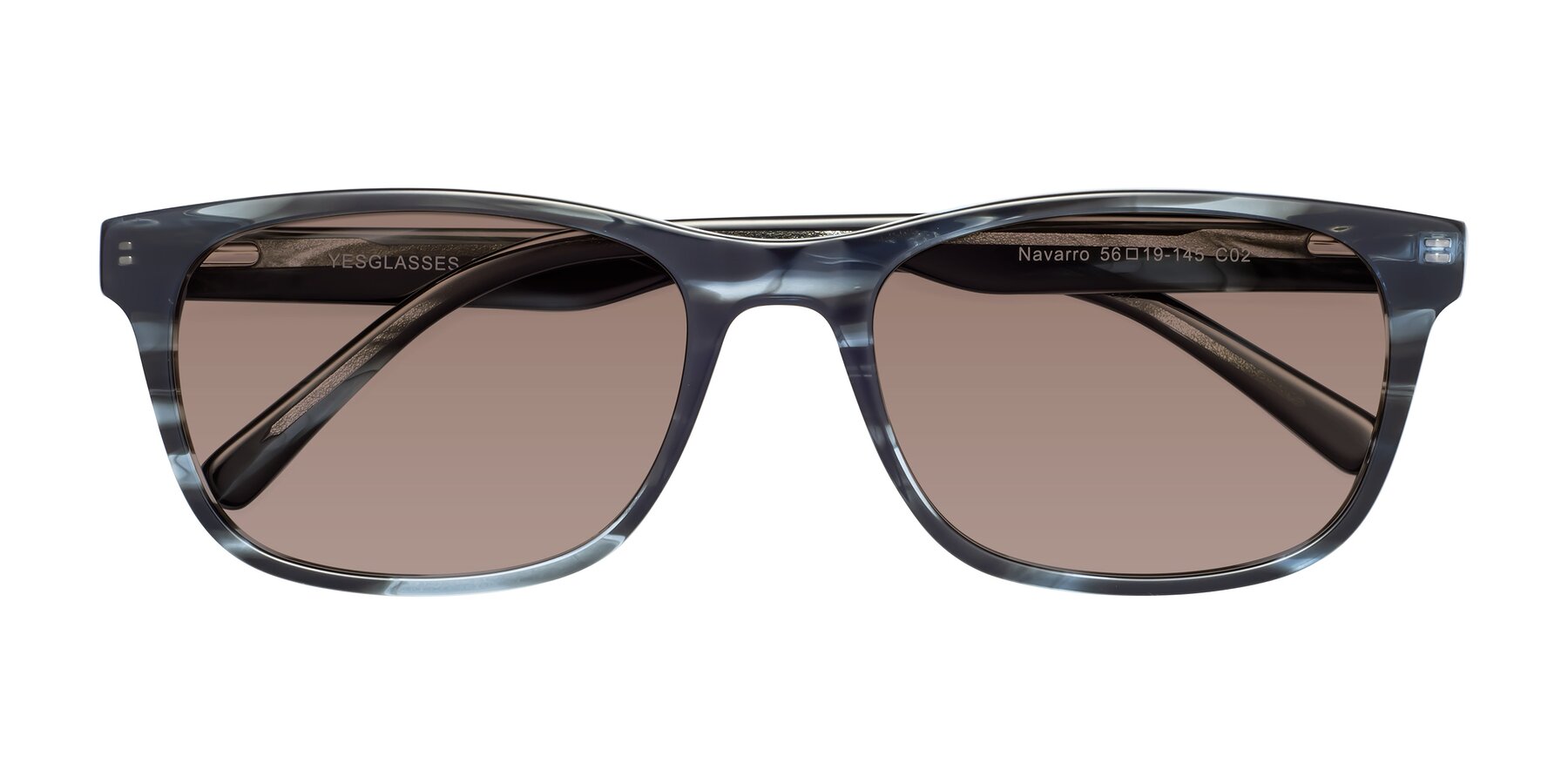 Folded Front of Navarro in Blue-Tortoise with Medium Brown Tinted Lenses