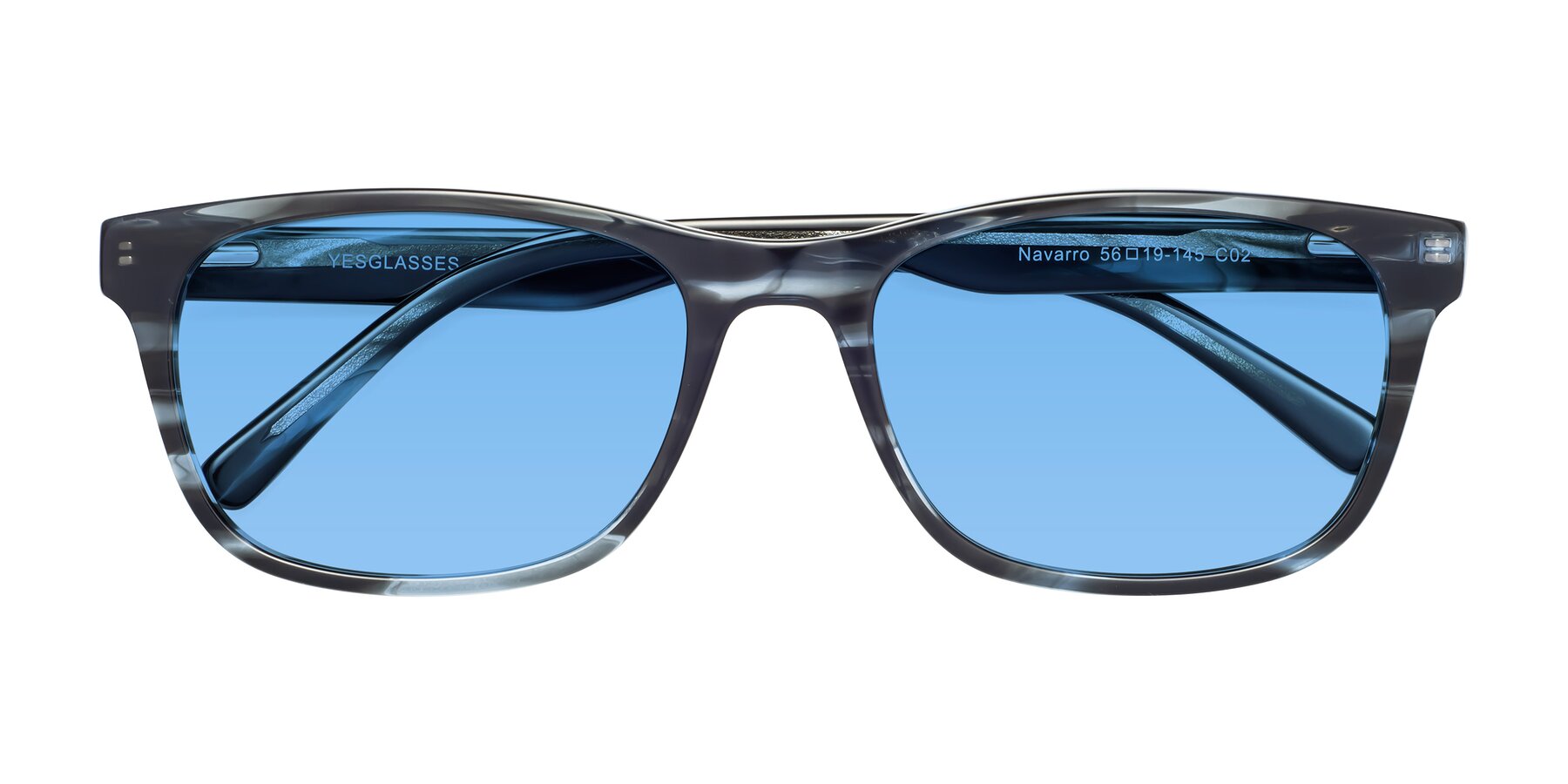 Folded Front of Navarro in Blue-Tortoise with Medium Blue Tinted Lenses