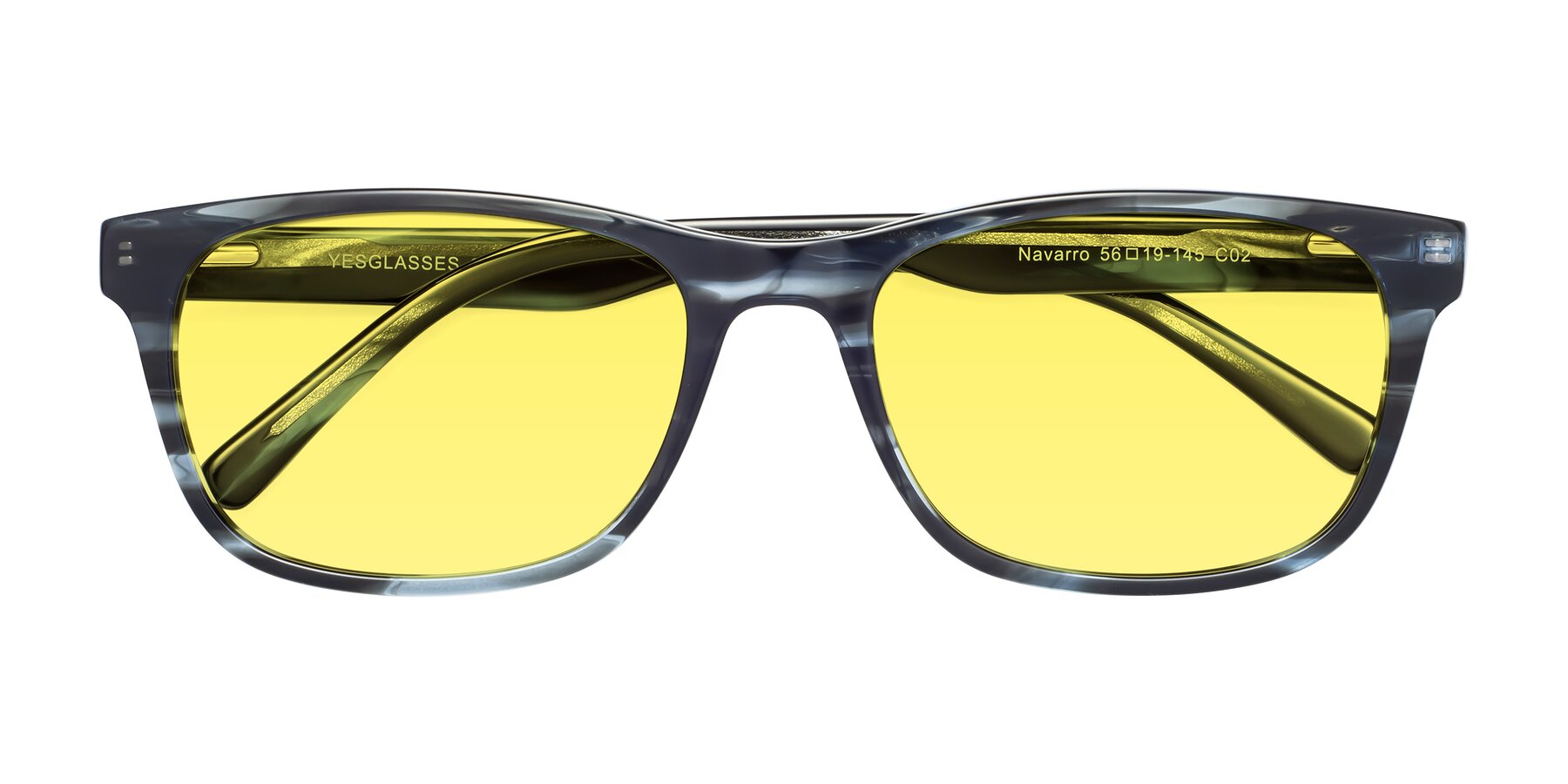 Folded Front of Navarro in Blue-Tortoise with Medium Yellow Tinted Lenses
