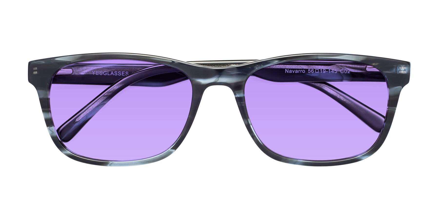 Folded Front of Navarro in Blue-Tortoise with Medium Purple Tinted Lenses