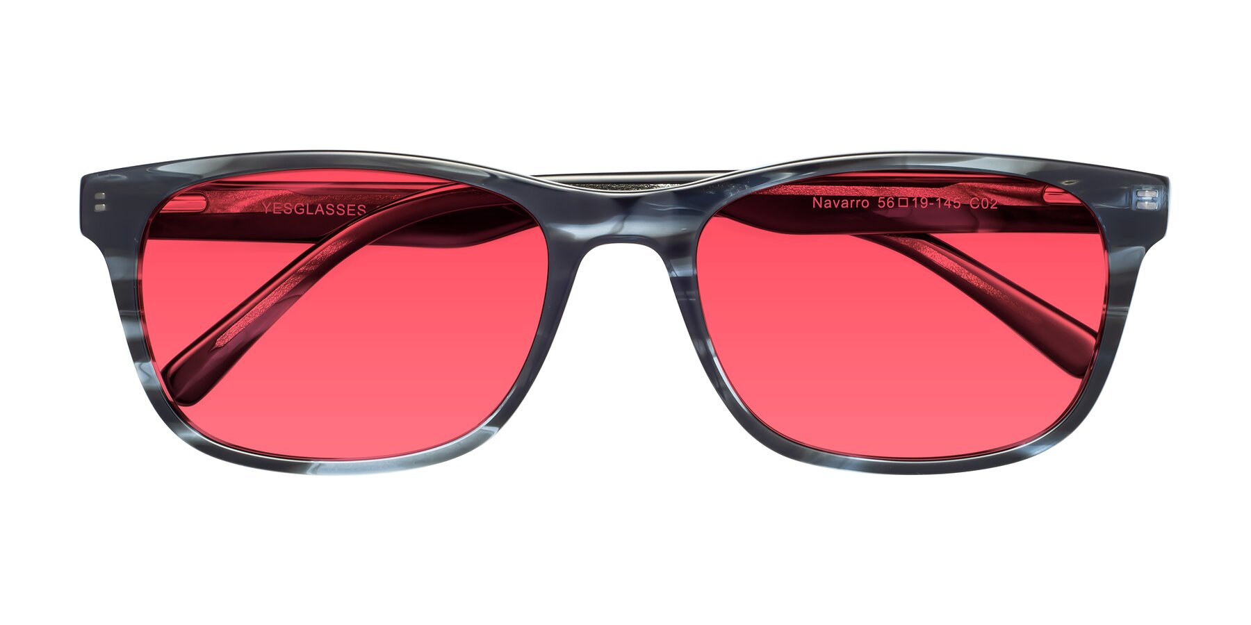 Folded Front of Navarro in Blue-Tortoise with Red Tinted Lenses