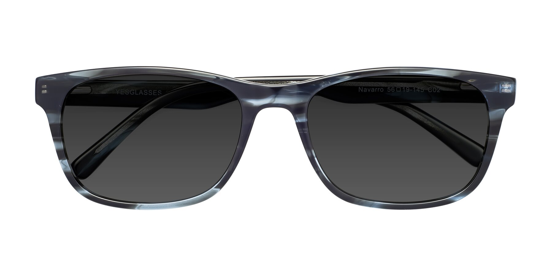 Folded Front of Navarro in Blue-Tortoise with Gray Tinted Lenses