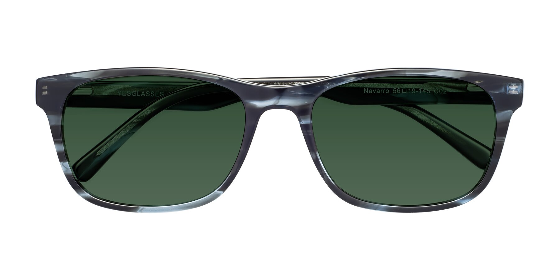 Folded Front of Navarro in Blue-Tortoise with Green Tinted Lenses