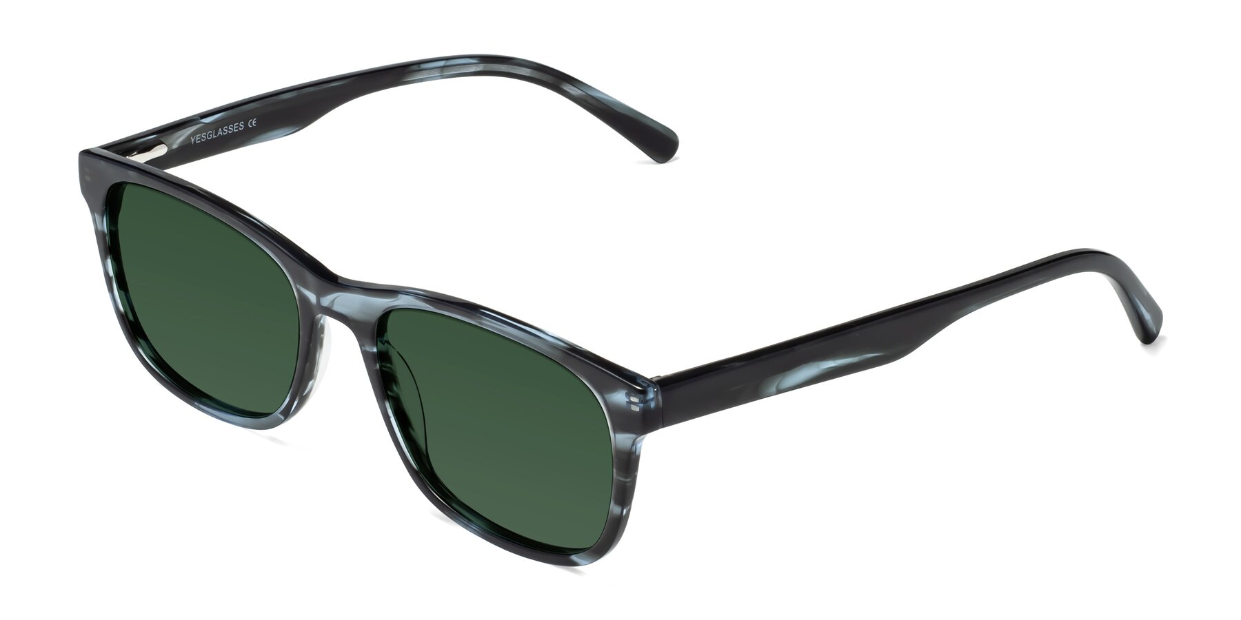 Angle of Navarro in Blue-Tortoise with Green Tinted Lenses