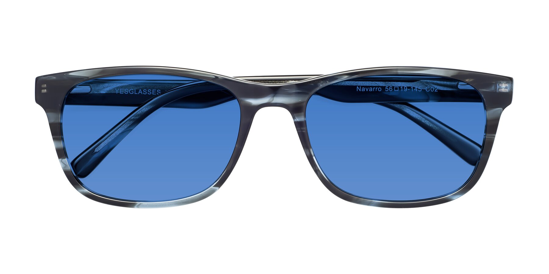 Folded Front of Navarro in Blue-Tortoise with Blue Tinted Lenses