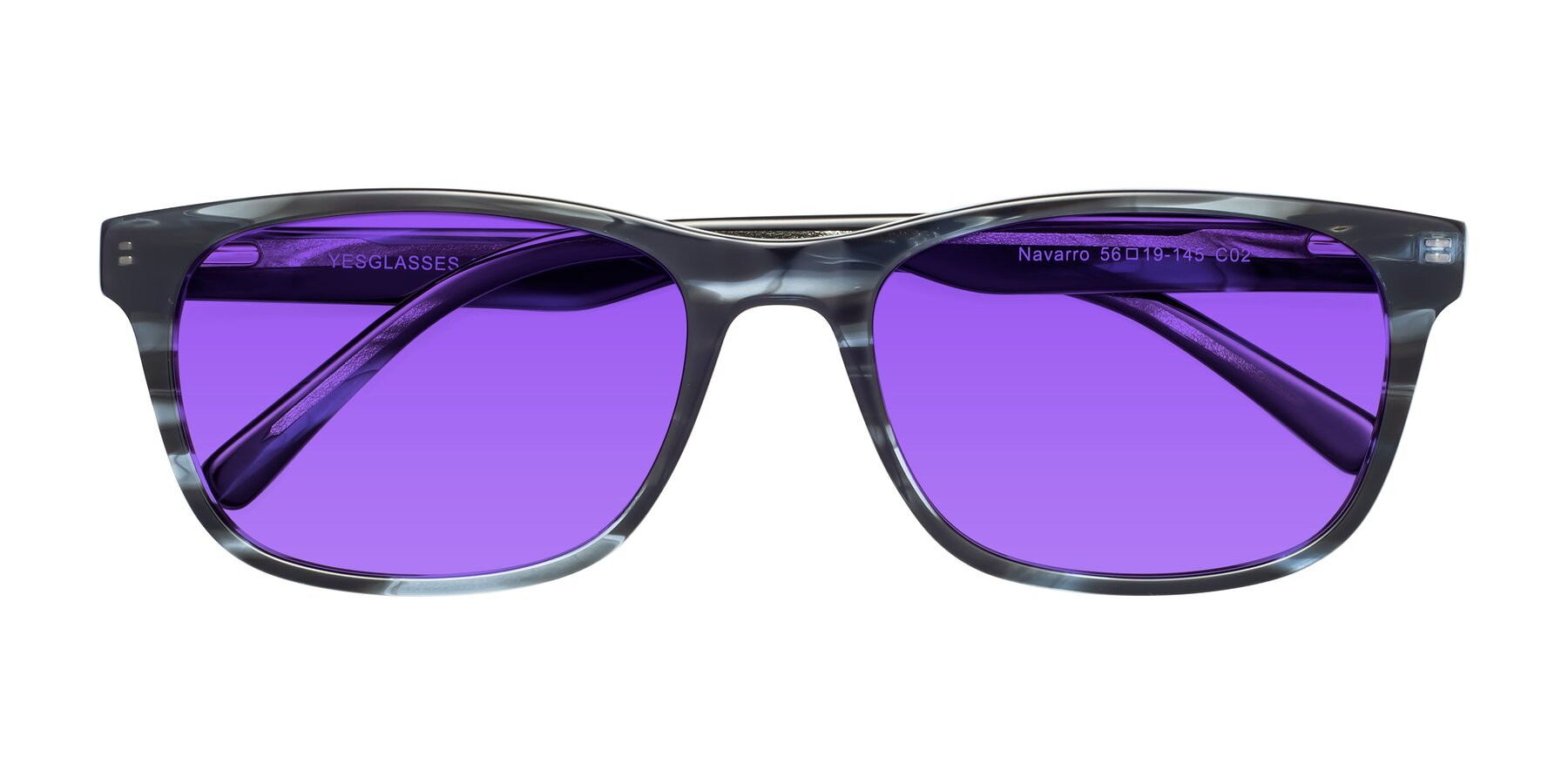 Folded Front of Navarro in Blue-Tortoise with Purple Tinted Lenses