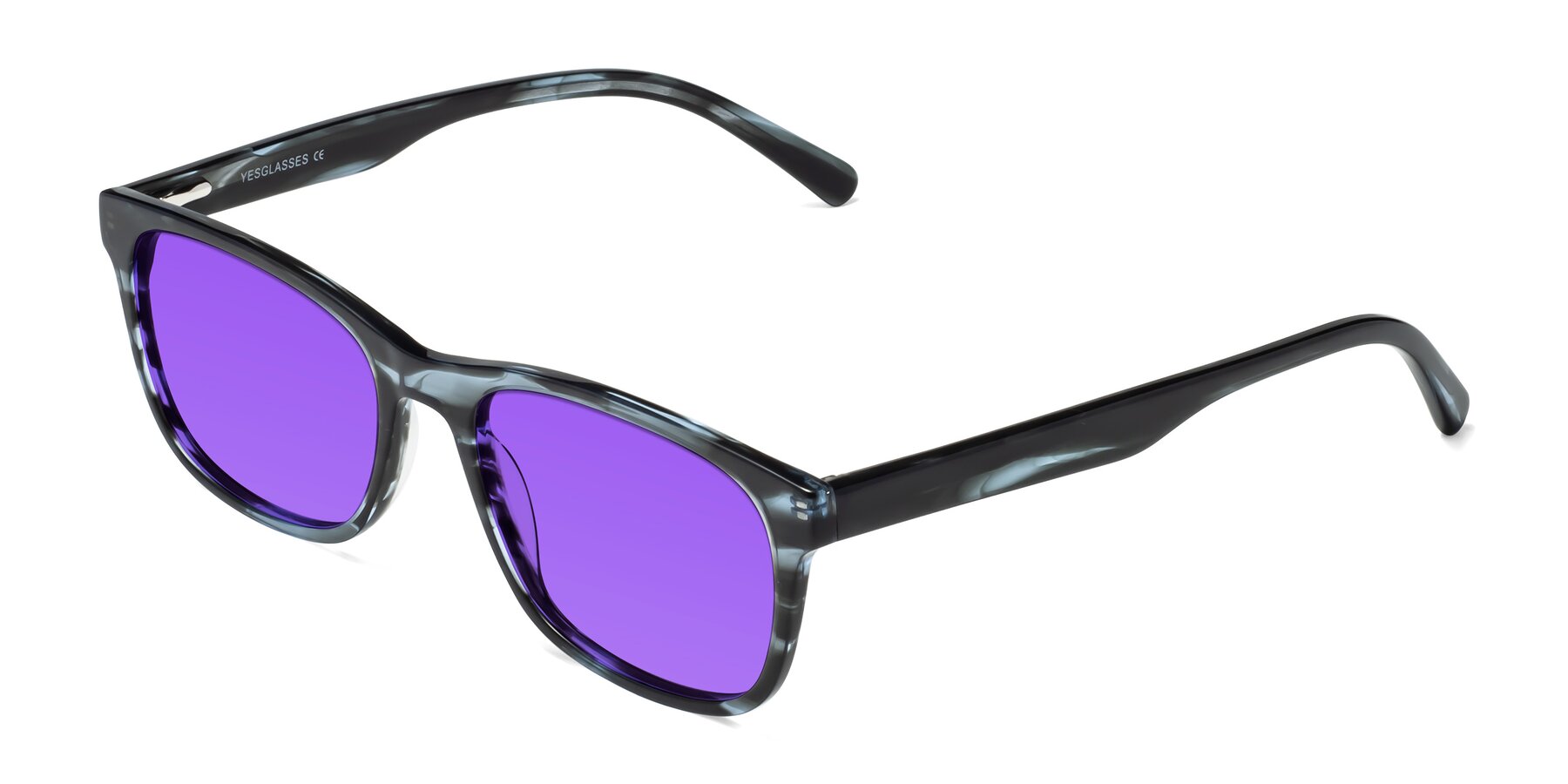 Angle of Navarro in Blue-Tortoise with Purple Tinted Lenses