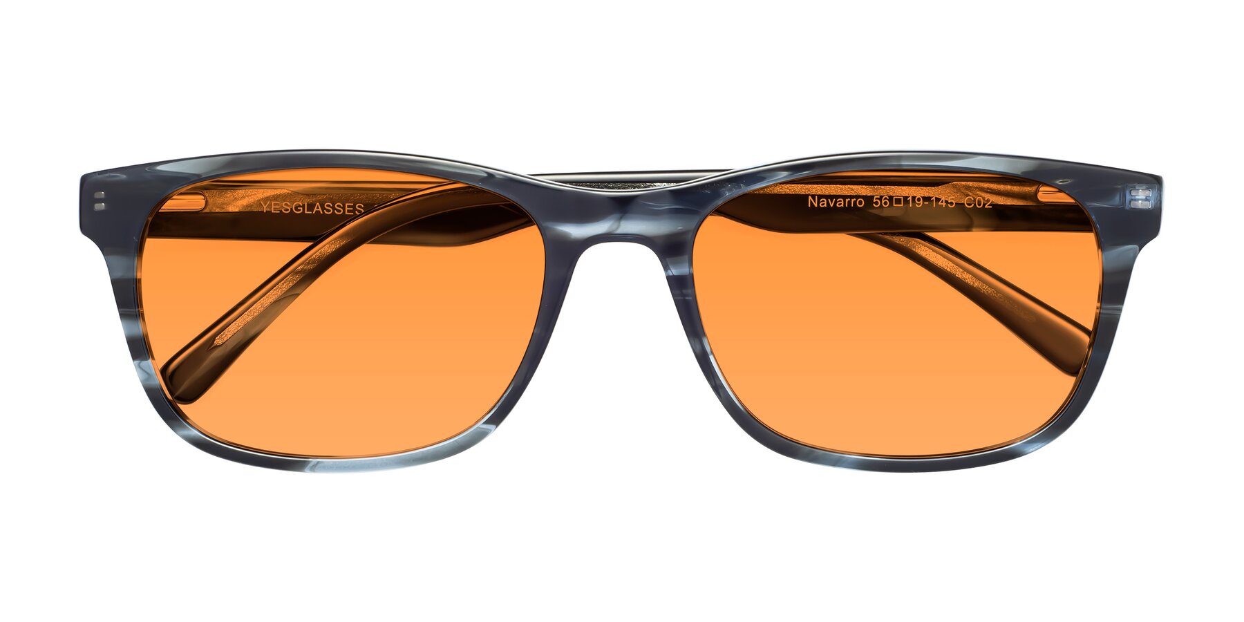 Folded Front of Navarro in Blue-Tortoise with Orange Tinted Lenses