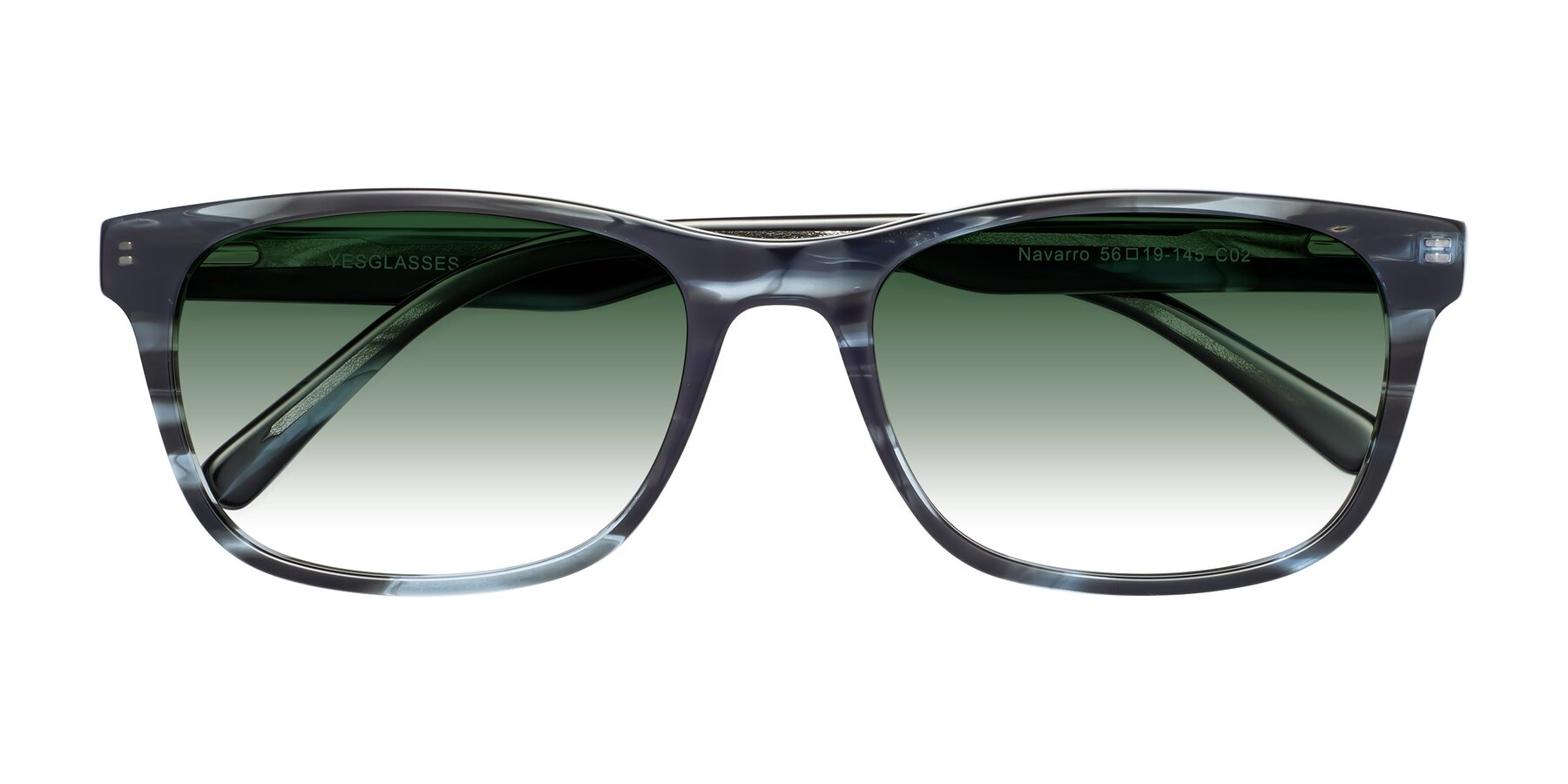 Folded Front of Navarro in Blue-Tortoise with Green Gradient Lenses