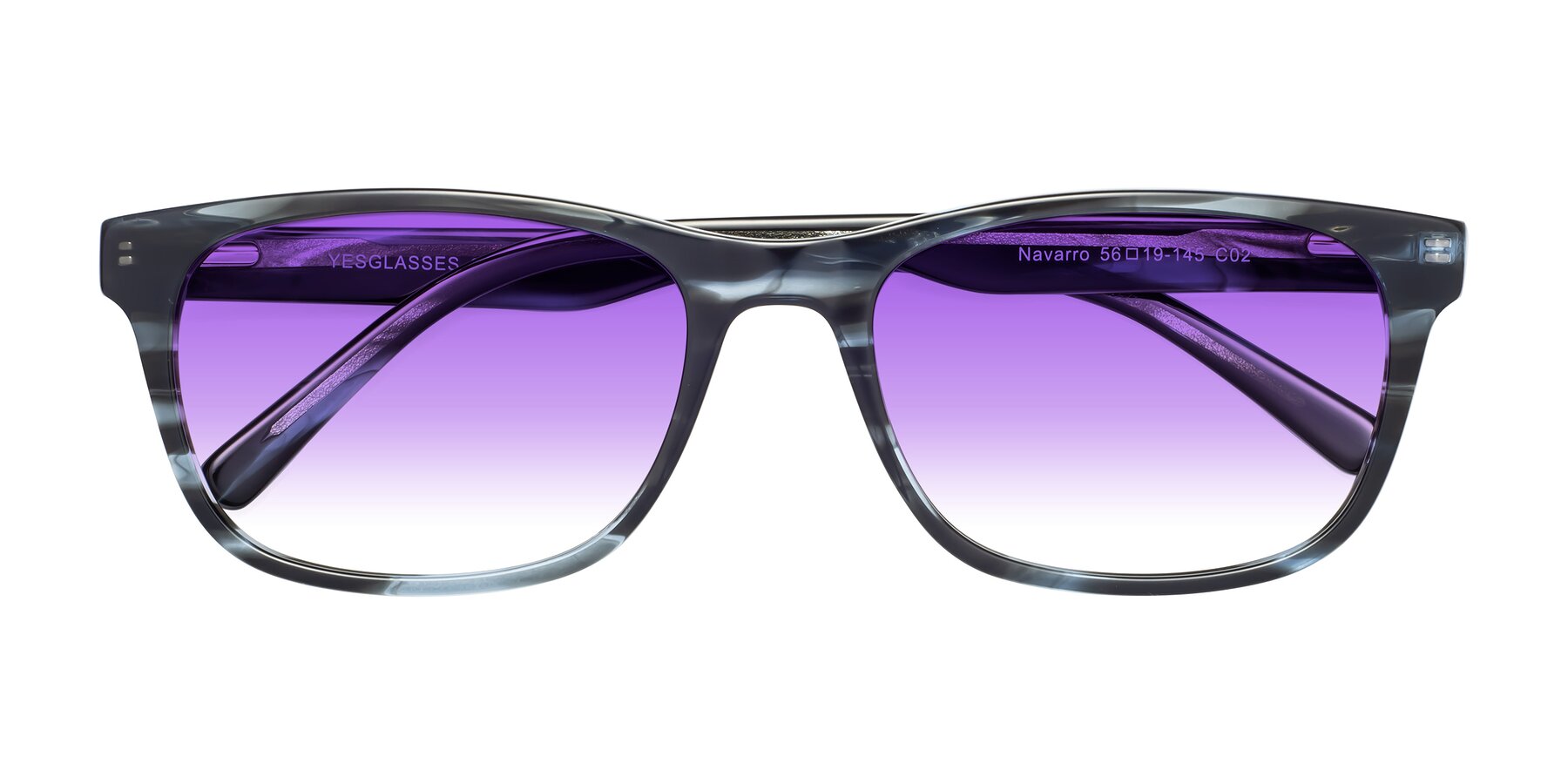 Folded Front of Navarro in Blue-Tortoise with Purple Gradient Lenses