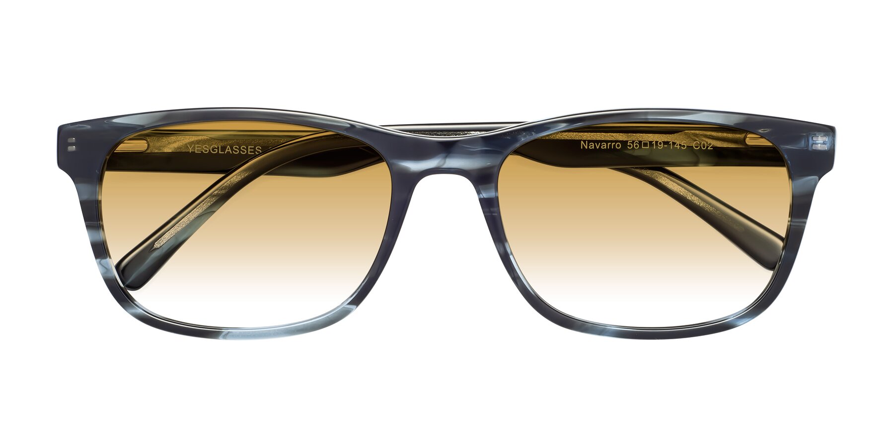 Folded Front of Navarro in Blue-Tortoise with Champagne Gradient Lenses