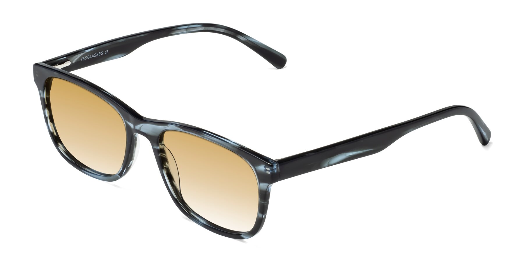 Angle of Navarro in Blue-Tortoise with Champagne Gradient Lenses