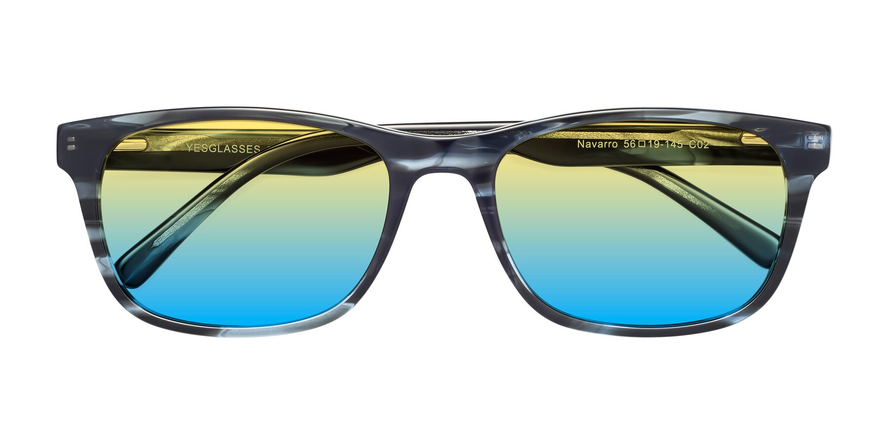 Folded Front of Navarro in Blue-Tortoise with Yellow / Blue Gradient Lenses