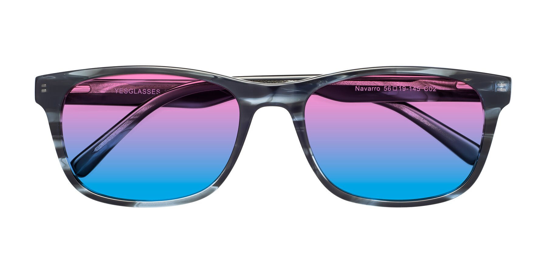 Folded Front of Navarro in Blue-Tortoise with Pink / Blue Gradient Lenses