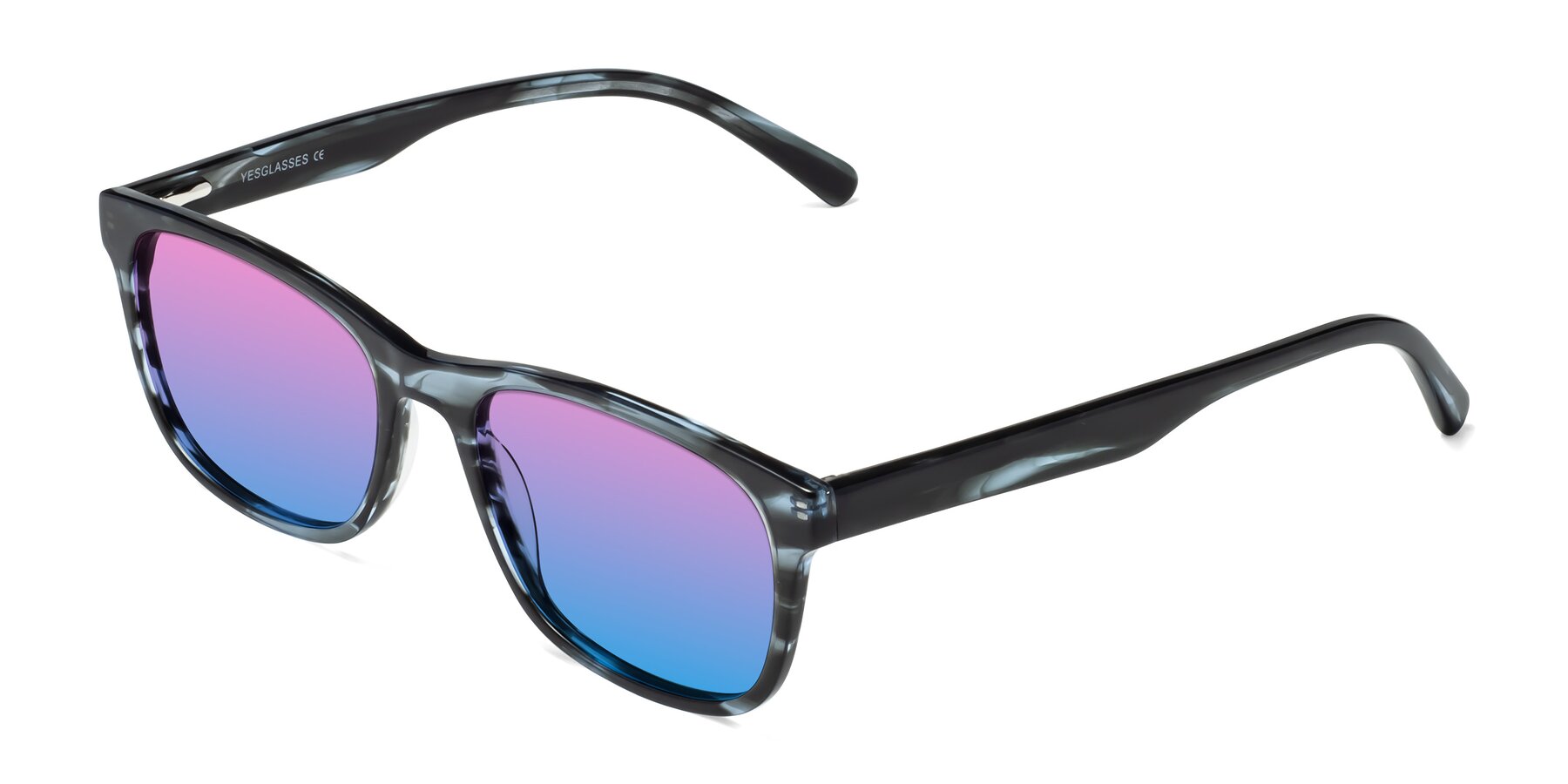 Angle of Navarro in Blue-Tortoise with Pink / Blue Gradient Lenses