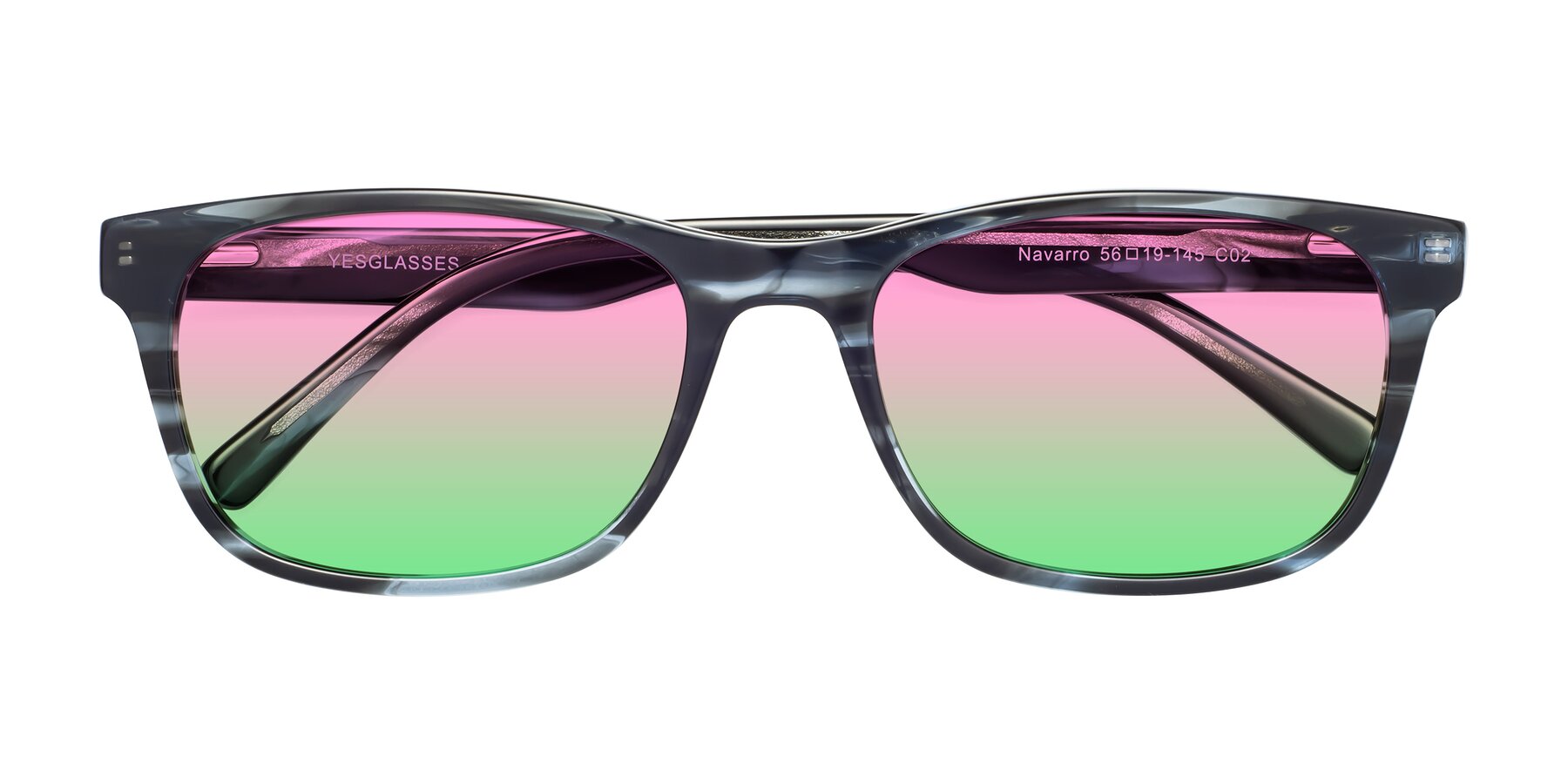 Folded Front of Navarro in Blue-Tortoise with Pink / Green Gradient Lenses