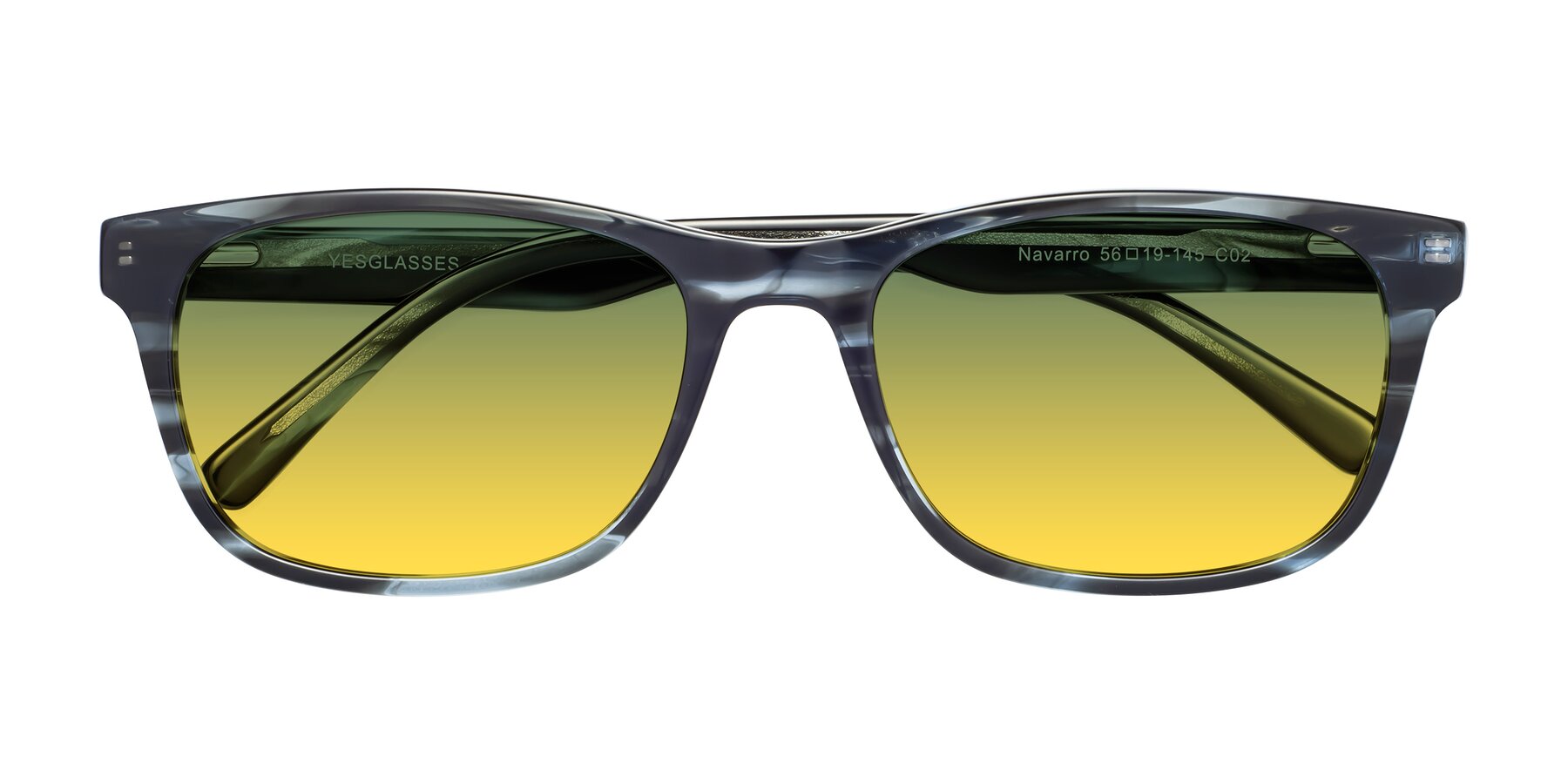 Folded Front of Navarro in Blue-Tortoise with Green / Yellow Gradient Lenses