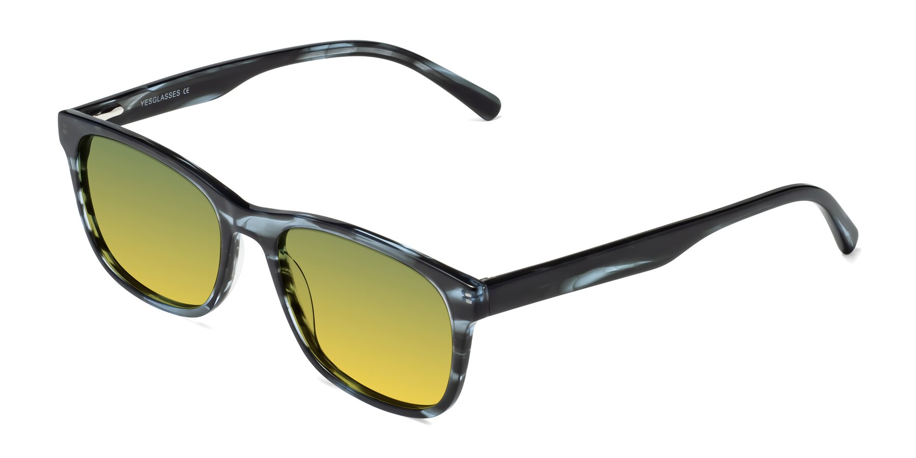 Angle of Navarro in Blue-Tortoise with Green / Yellow Gradient Lenses