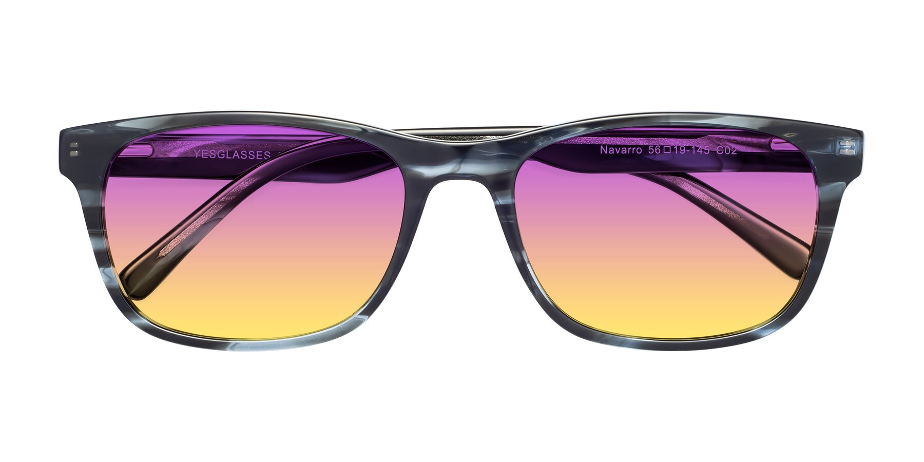 Folded Front of Navarro in Blue-Tortoise with Purple / Yellow Gradient Lenses