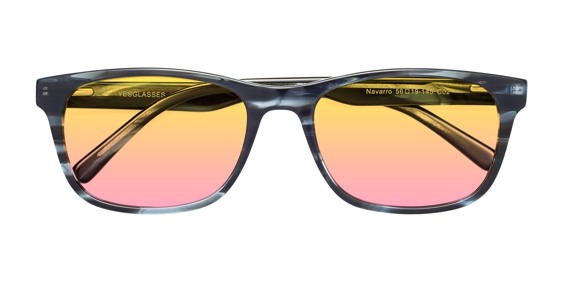 Folded Front of Navarro in Blue-Tortoise with Yellow / Pink Gradient Lenses