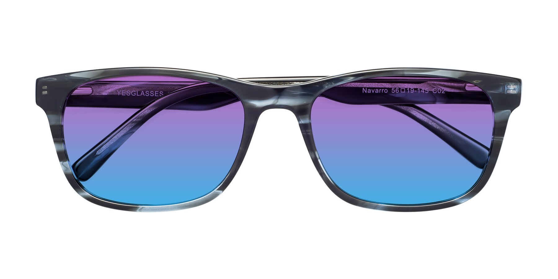 Folded Front of Navarro in Blue-Tortoise with Purple / Blue Gradient Lenses