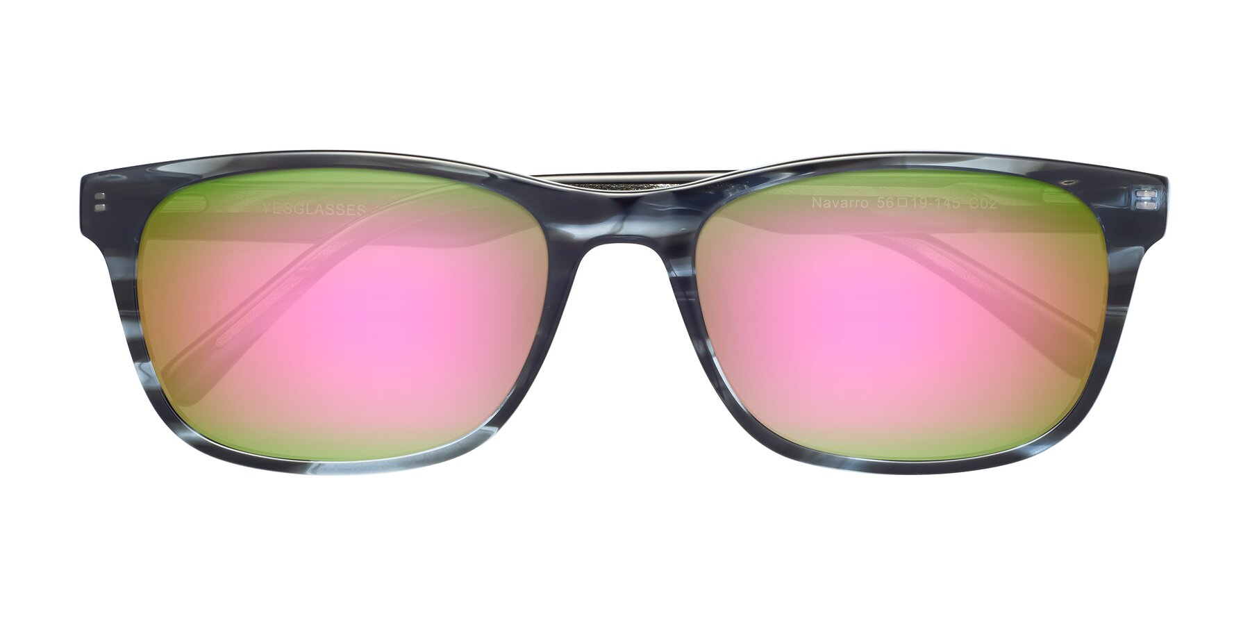 Folded Front of Navarro in Blue-Tortoise with Pink Mirrored Lenses