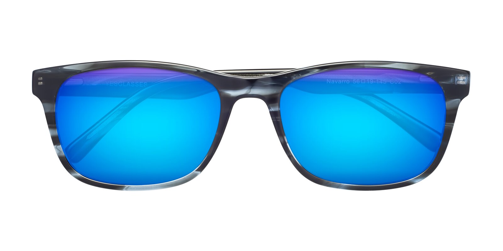 Blue Tortoise Wayfarer Classic Rectangle Mirrored Sunglasses With Blue Sunwear Lenses Navarro