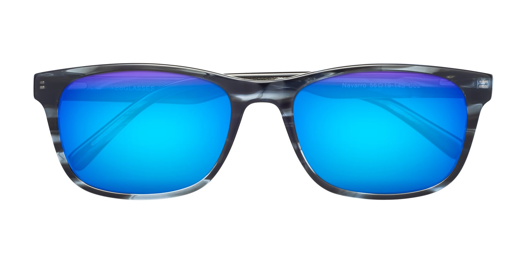 Folded Front of Navarro in Blue-Tortoise with Blue Mirrored Lenses