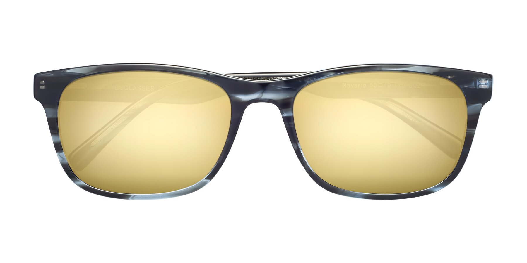 Folded Front of Navarro in Blue-Tortoise with Gold Mirrored Lenses