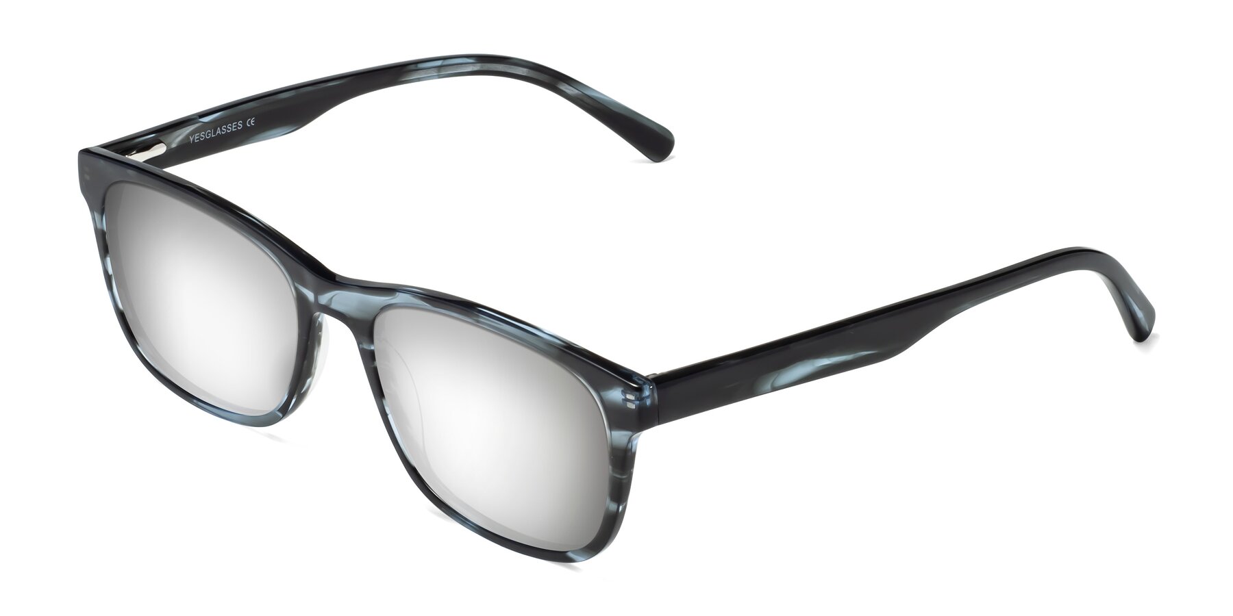 Angle of Navarro in Blue-Tortoise with Silver Mirrored Lenses