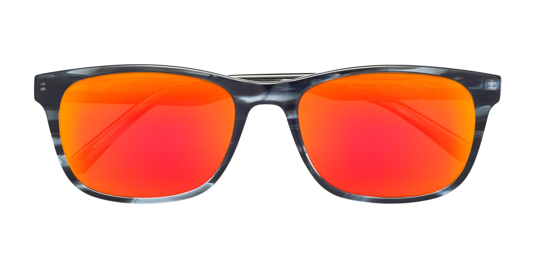 Folded Front of Navarro in Blue-Tortoise with Red Gold Mirrored Lenses