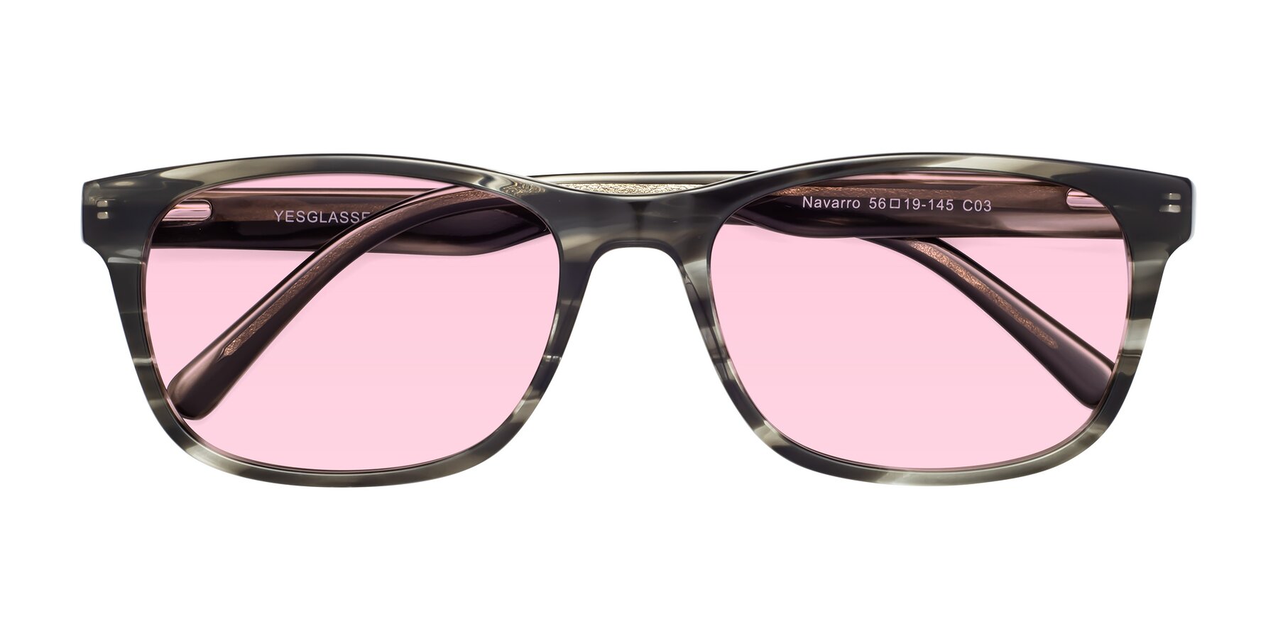 Folded Front of Navarro in Gray-Tortoise with Light Pink Tinted Lenses
