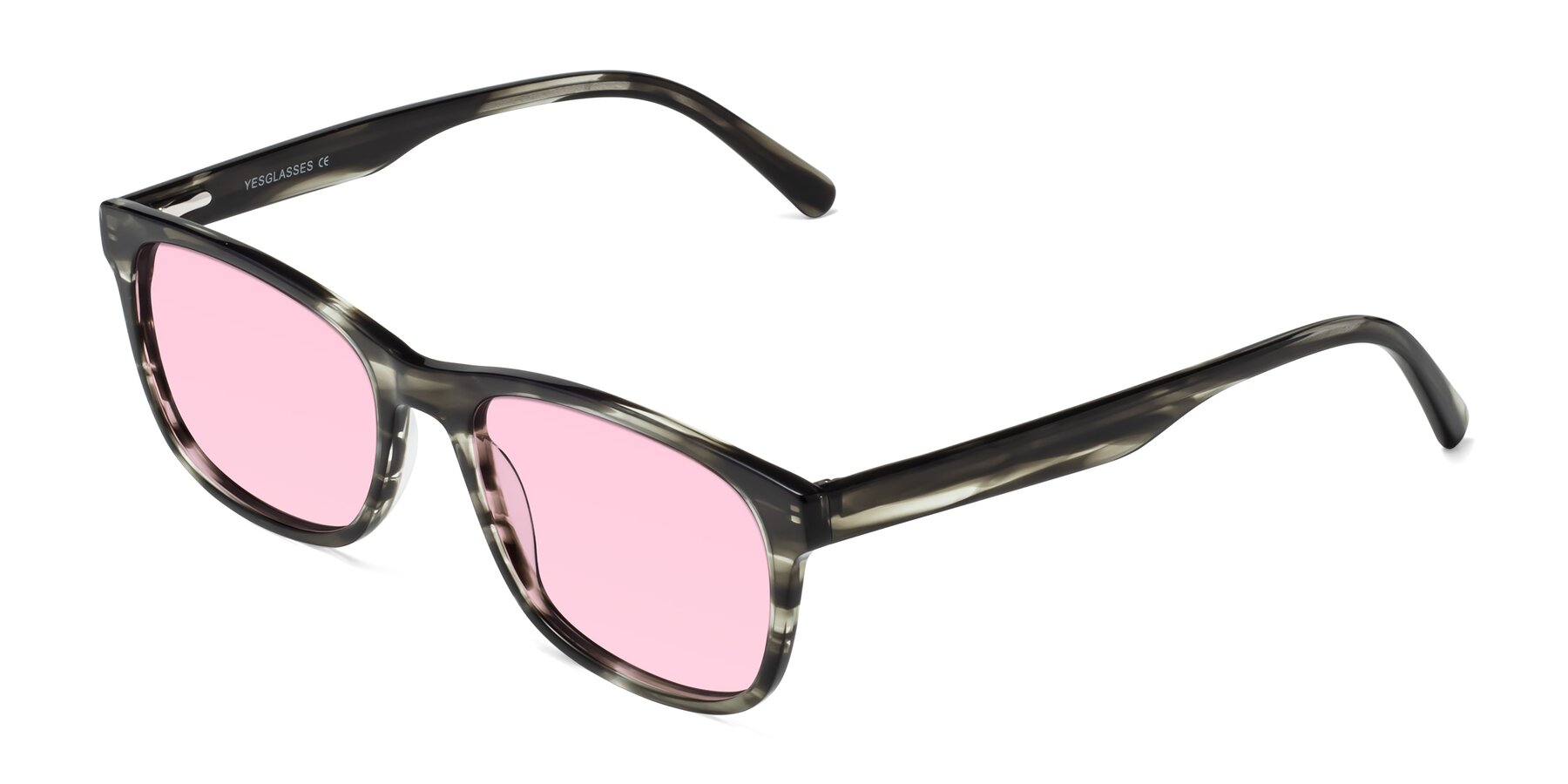 Angle of Navarro in Gray-Tortoise with Light Pink Tinted Lenses