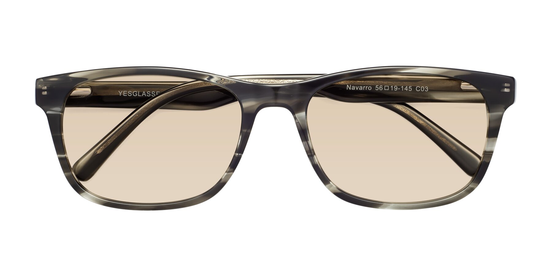 Folded Front of Navarro in Gray-Tortoise with Light Brown Tinted Lenses
