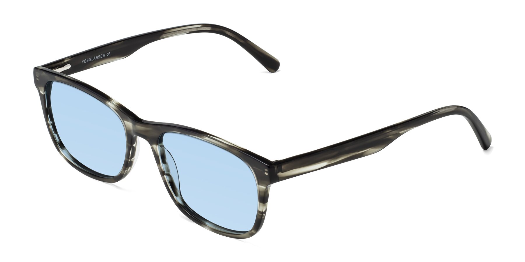 Angle of Navarro in Gray-Tortoise with Light Blue Tinted Lenses