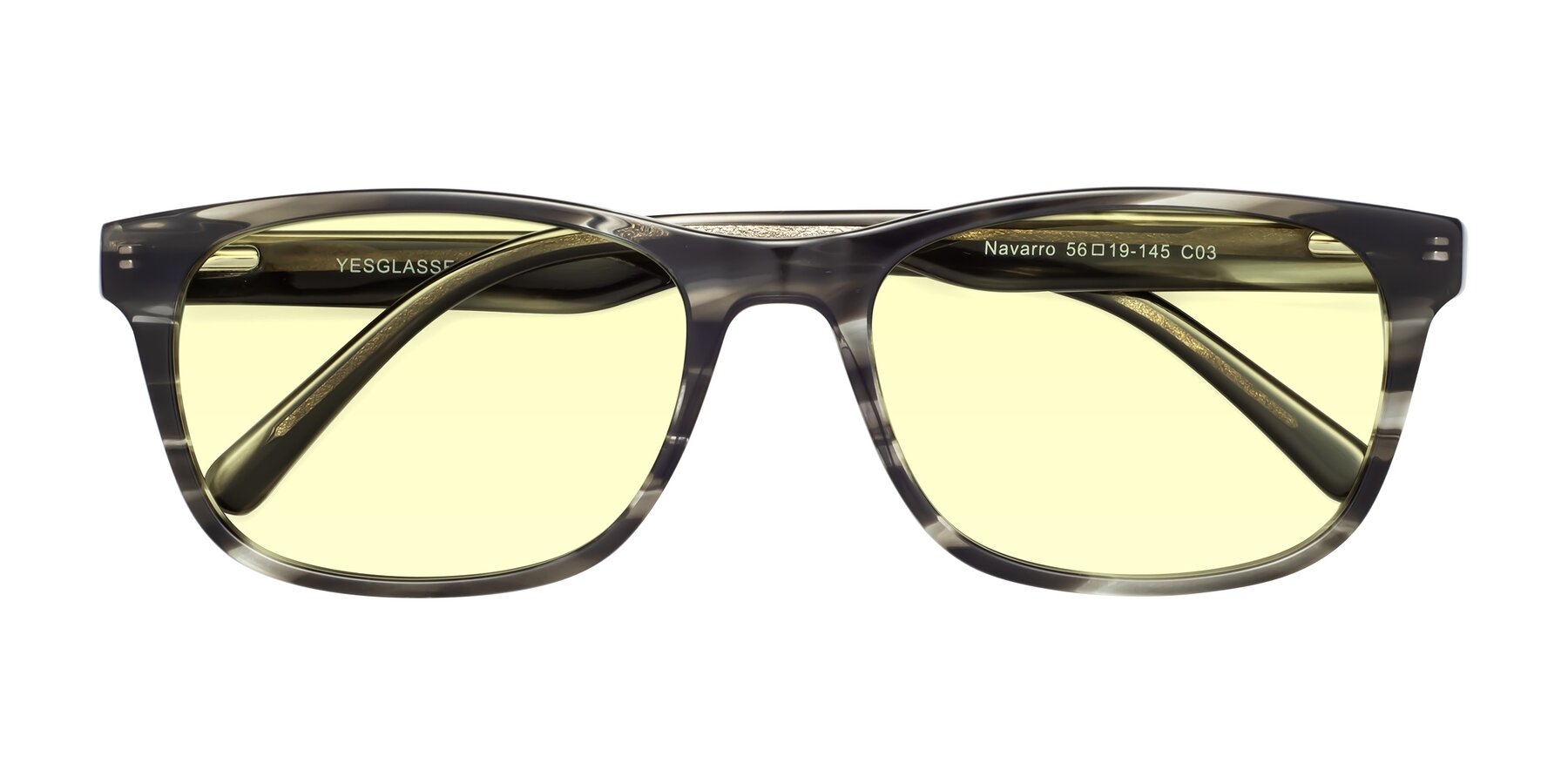 Folded Front of Navarro in Gray-Tortoise with Light Yellow Tinted Lenses