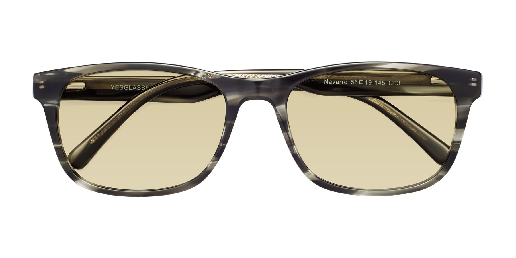 Folded Front of Navarro in Gray-Tortoise with Light Champagne Tinted Lenses