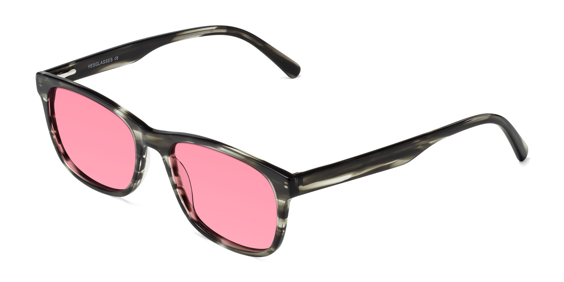 Angle of Navarro in Gray-Tortoise with Pink Tinted Lenses