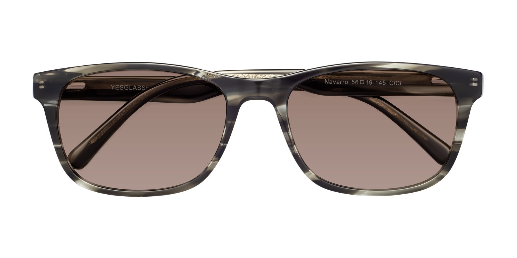 Folded Front of Navarro in Gray-Tortoise with Medium Brown Tinted Lenses