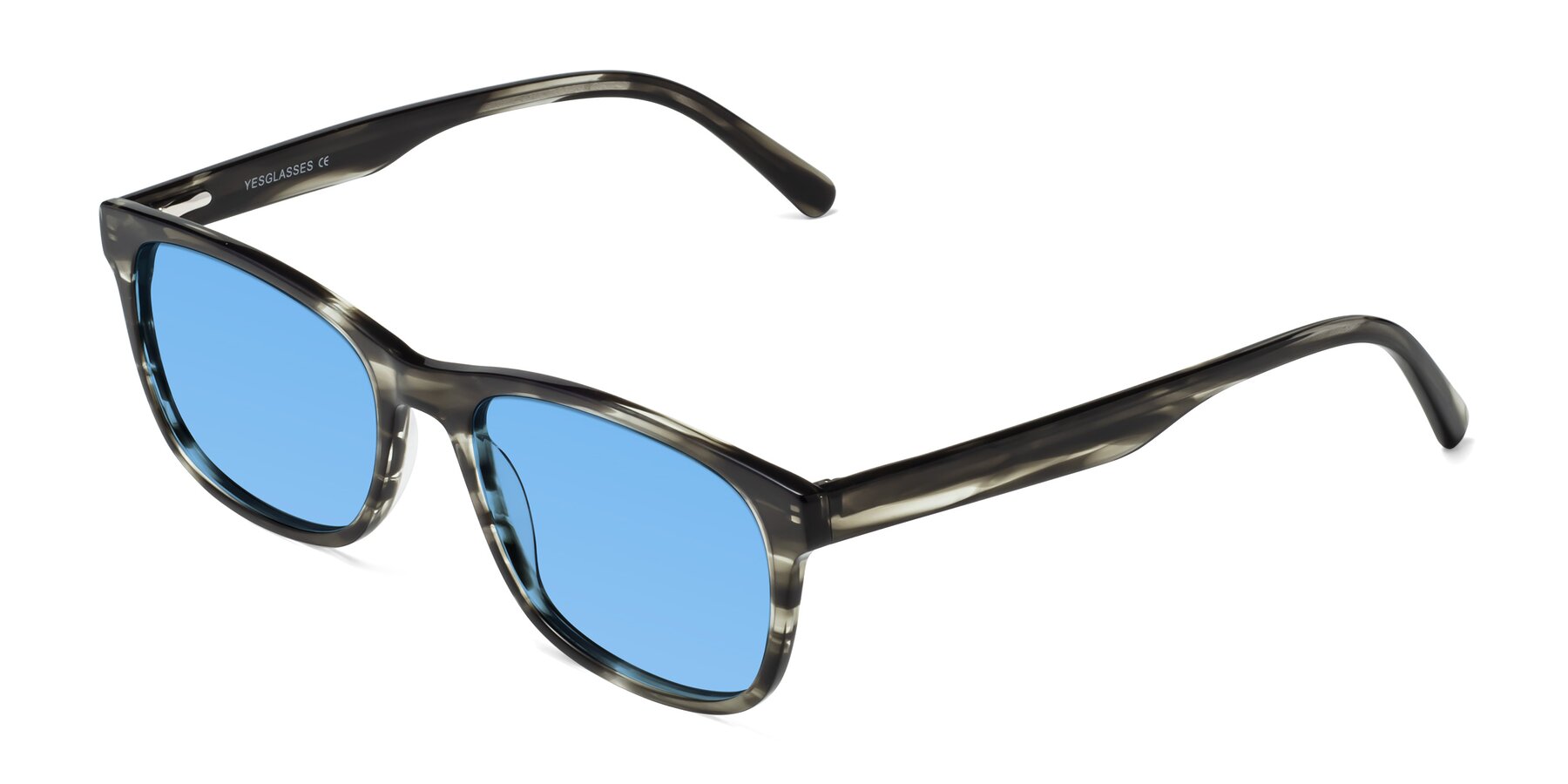 Angle of Navarro in Gray-Tortoise with Medium Blue Tinted Lenses
