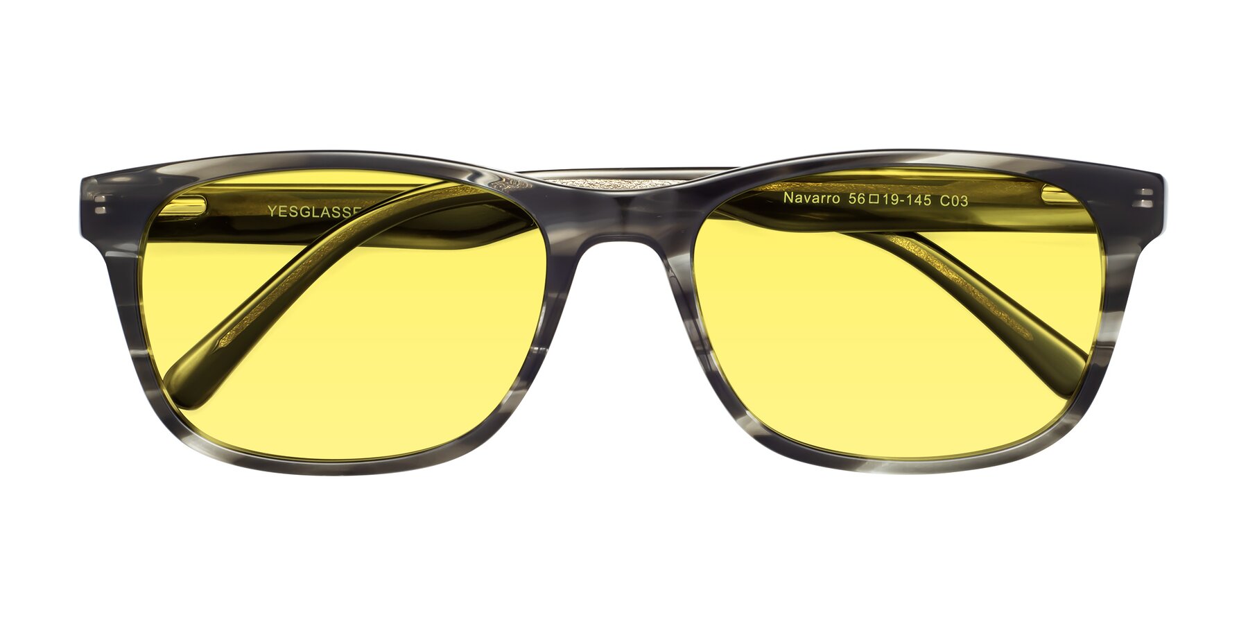 Folded Front of Navarro in Gray-Tortoise with Medium Yellow Tinted Lenses