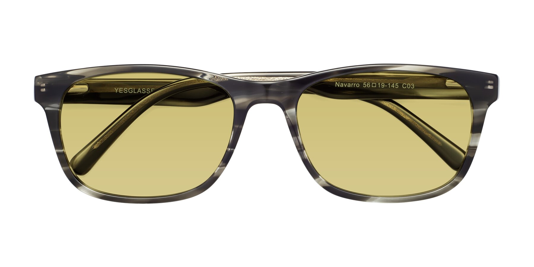 Folded Front of Navarro in Gray-Tortoise with Medium Champagne Tinted Lenses