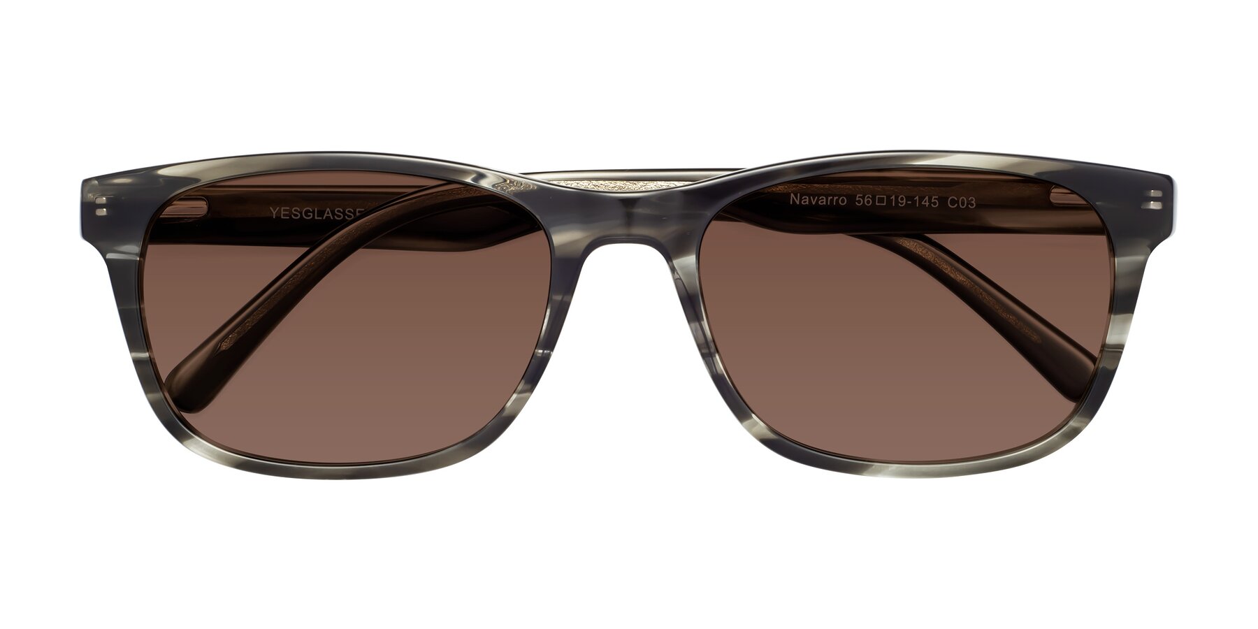 Folded Front of Navarro in Gray-Tortoise with Brown Tinted Lenses