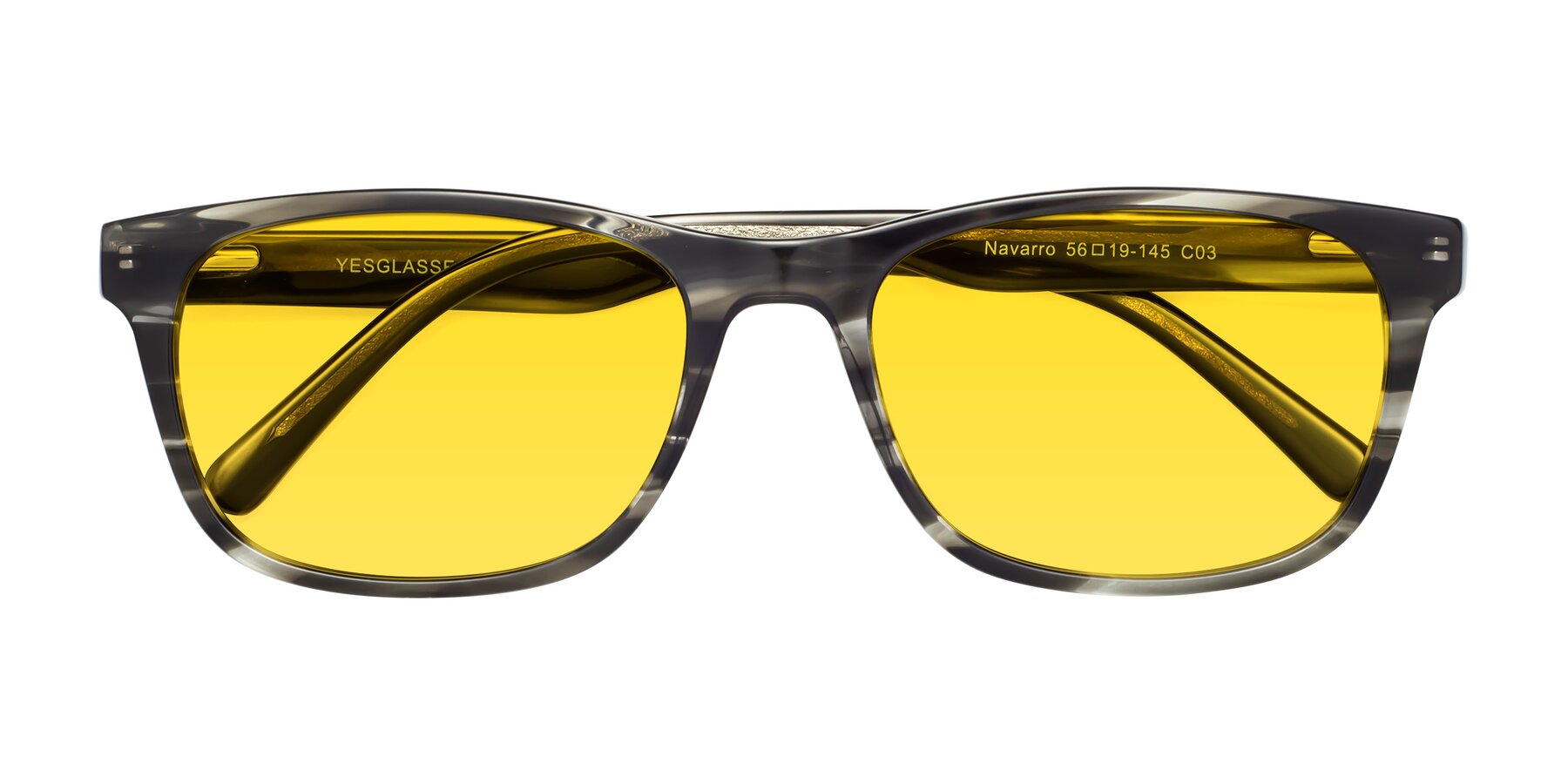Folded Front of Navarro in Gray-Tortoise with Yellow Tinted Lenses