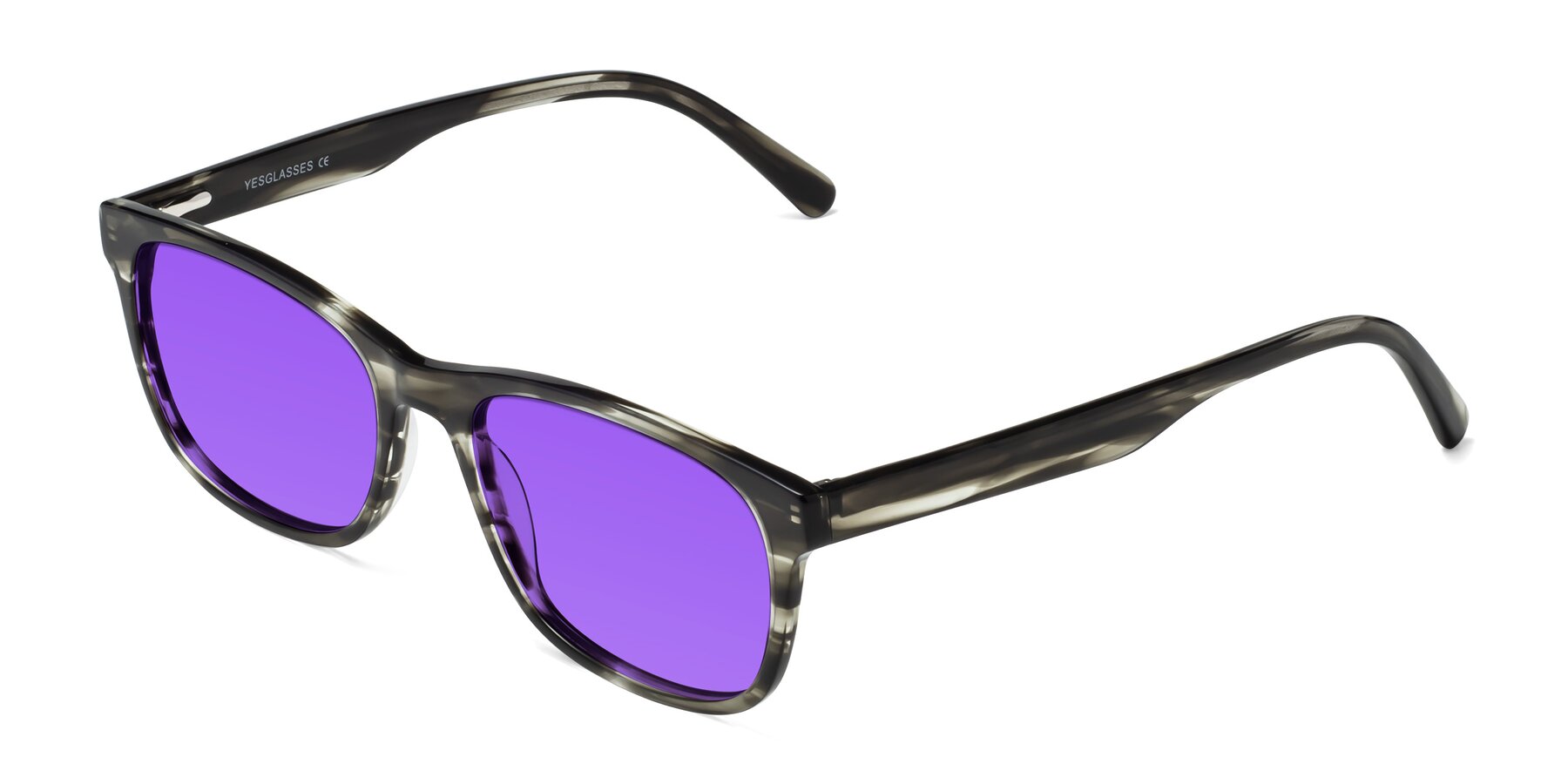 Angle of Navarro in Gray-Tortoise with Purple Tinted Lenses
