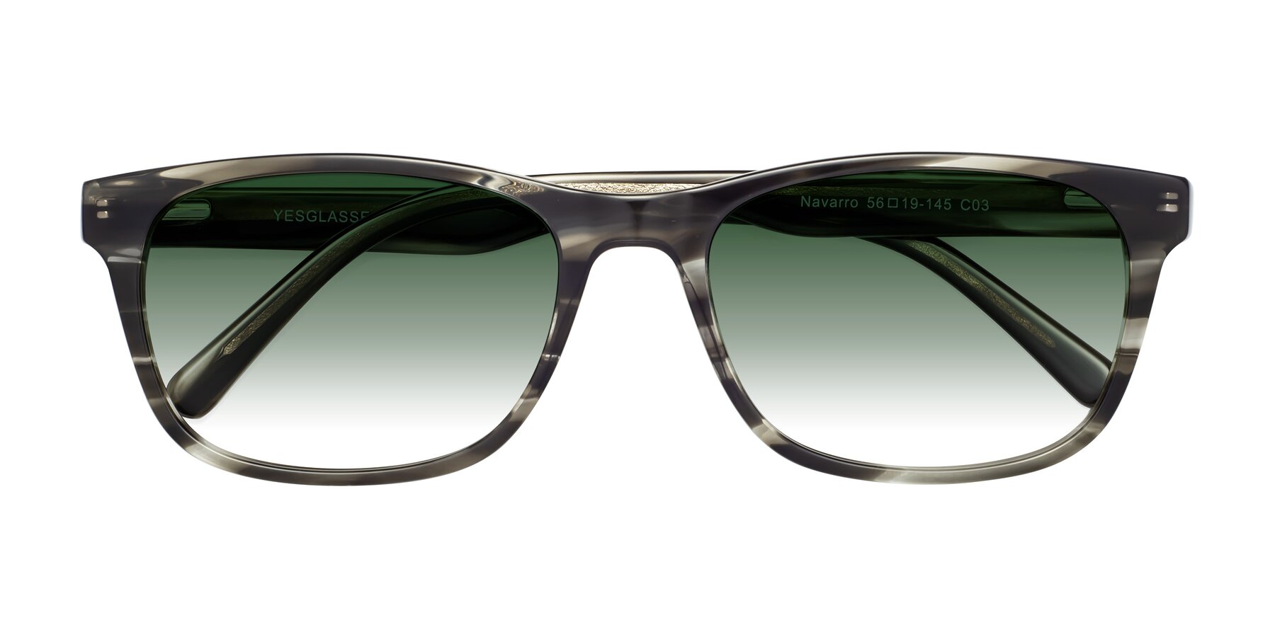 Folded Front of Navarro in Gray-Tortoise with Green Gradient Lenses