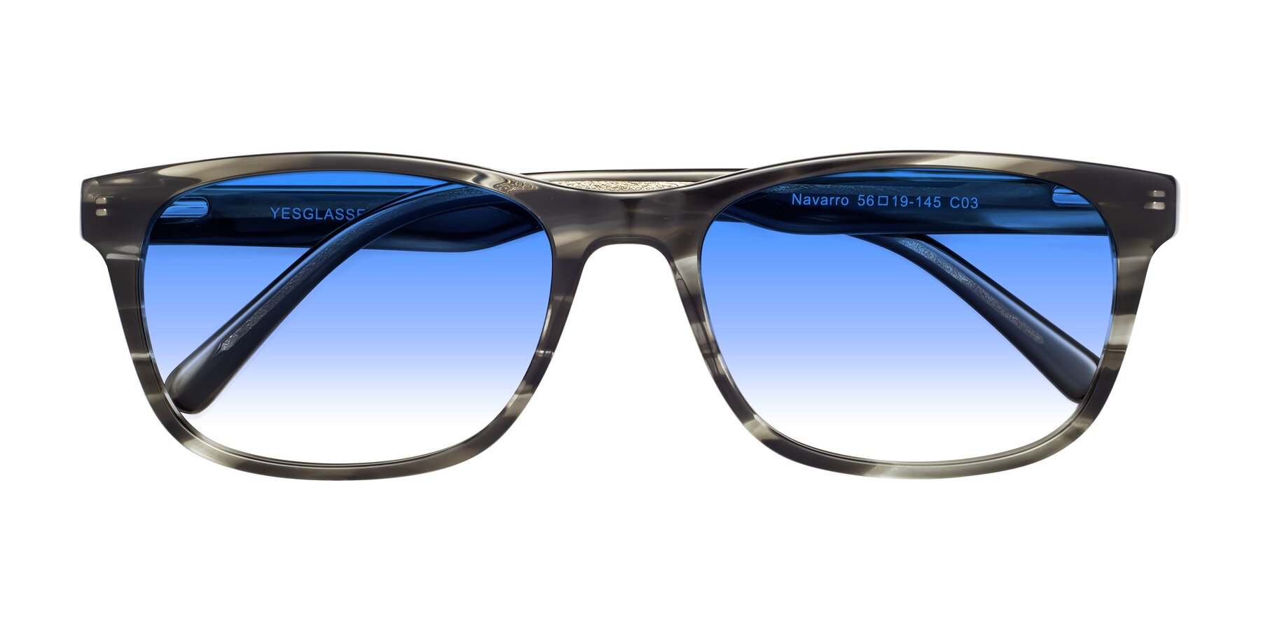 Folded Front of Navarro in Gray-Tortoise with Blue Gradient Lenses