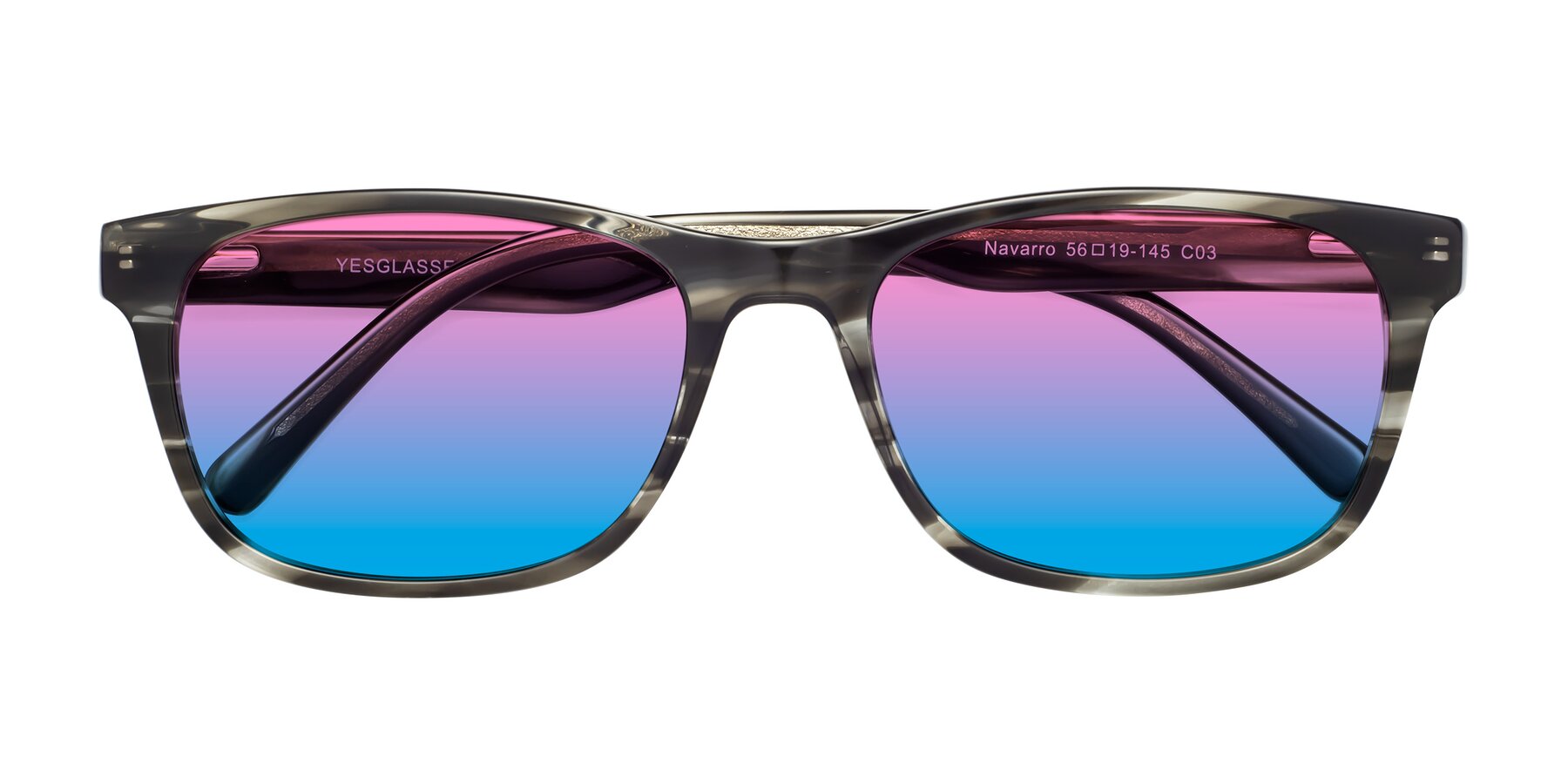 Folded Front of Navarro in Gray-Tortoise with Pink / Blue Gradient Lenses
